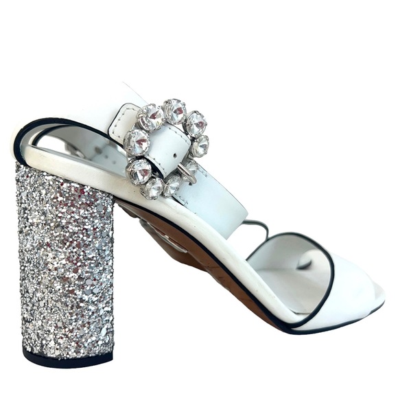 Miu Miu Leather Glitter Accents Sandals - Picture 4 of 7